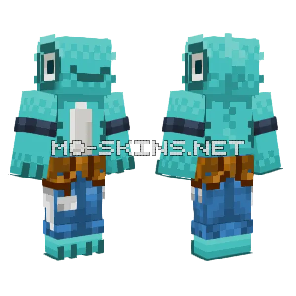 Fishie Light Blue Minecraft skin, front and back
