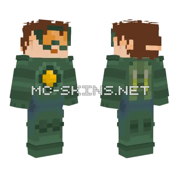 Fishy2748 Green Uniform Minecraft skin, front and back