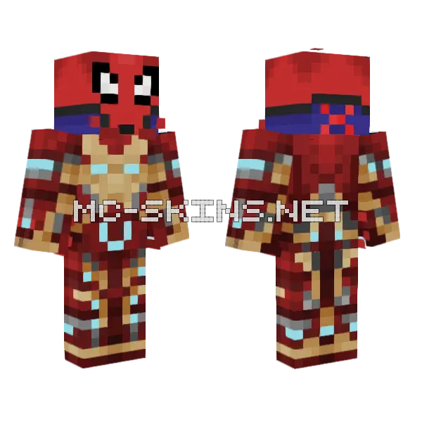 Fixed Iron Man Holding Spiderman Minecraft skin, front and back