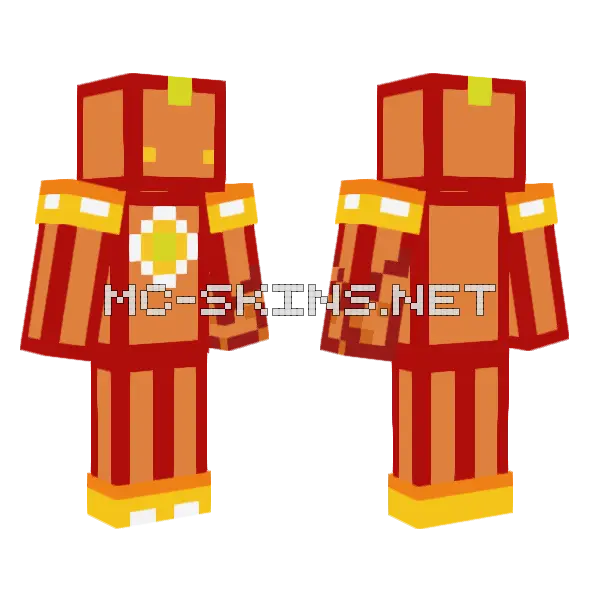 Flame Warrior Box Minecraft skin, front and back