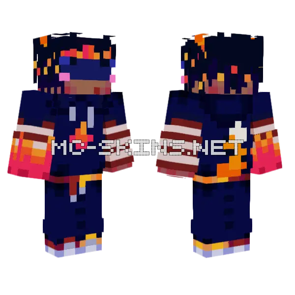 Flamefrags Unstable SMP Minecraft skin, front and back