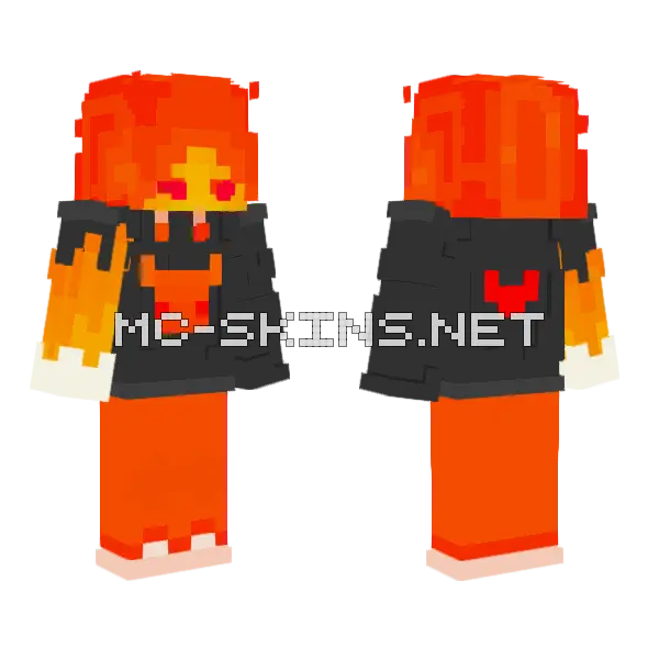 Flames And Fire Fixed Minecraft skin, front and back