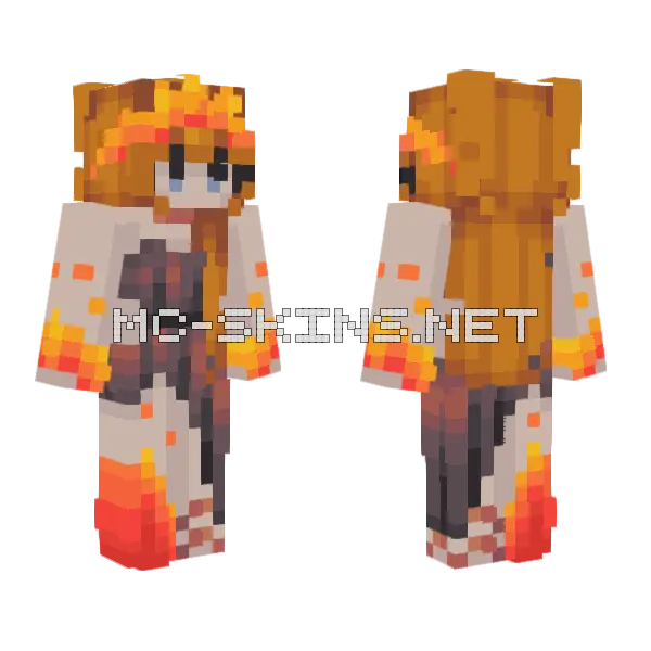 Flaming Torch Minecraft skin, front and back