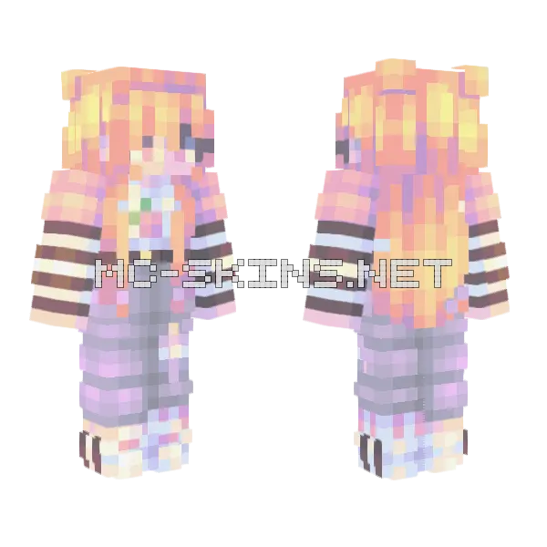 Flamingo Girl Minecraft skin, front and back