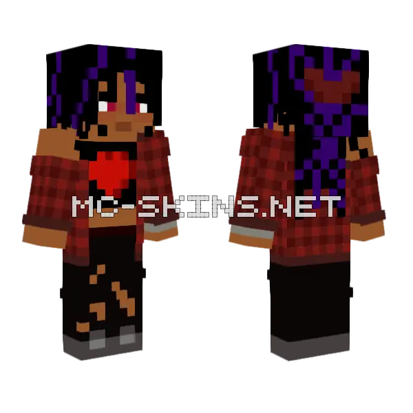 Flannel Locs Minecraft skin, front and back