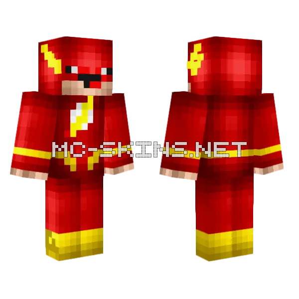Flash Noob Minecraft skin, front and back