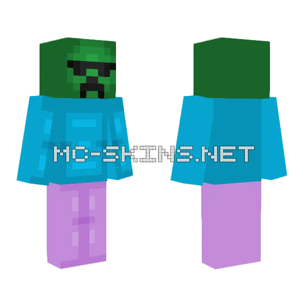 Flat Creeper Reupload Minecraft skin, front and back