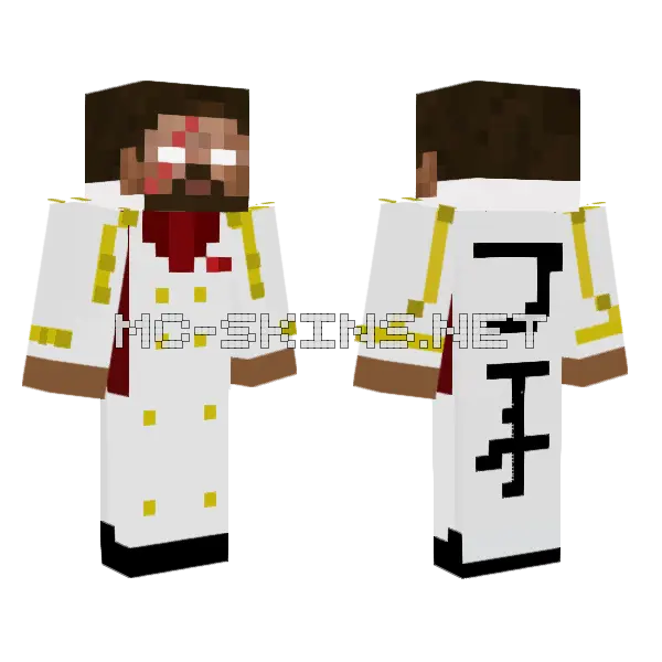 Fleet Admiral Herobrine Minecraft skin, front and back