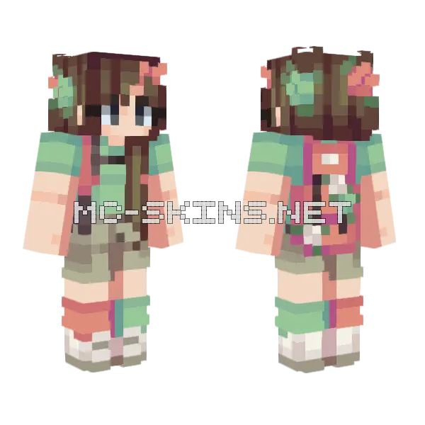 Floral Summer Outfit Minecraft skin, front and back