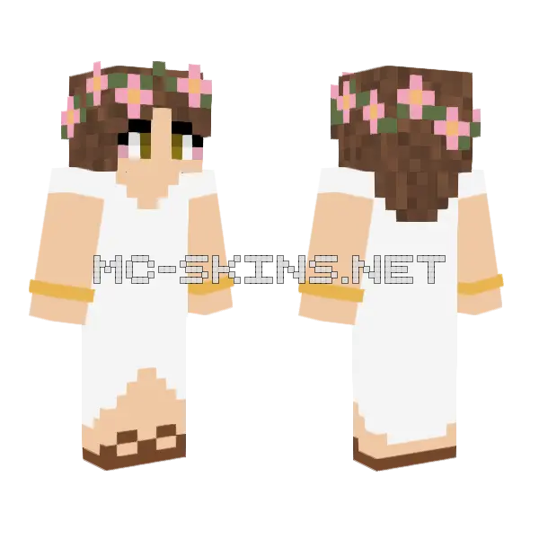 Floral Wreath Girl Minecraft skin, front and back
