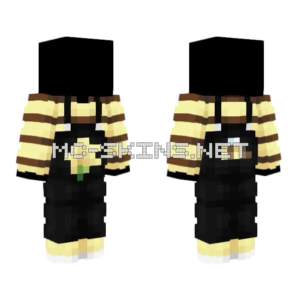 Flower Bee Overalls Minecraft skin, front and back