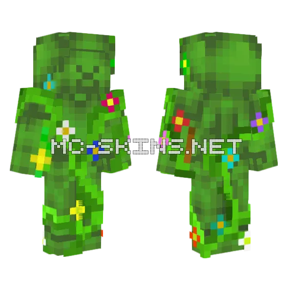 Flower Green Steve Minecraft skin, front and back
