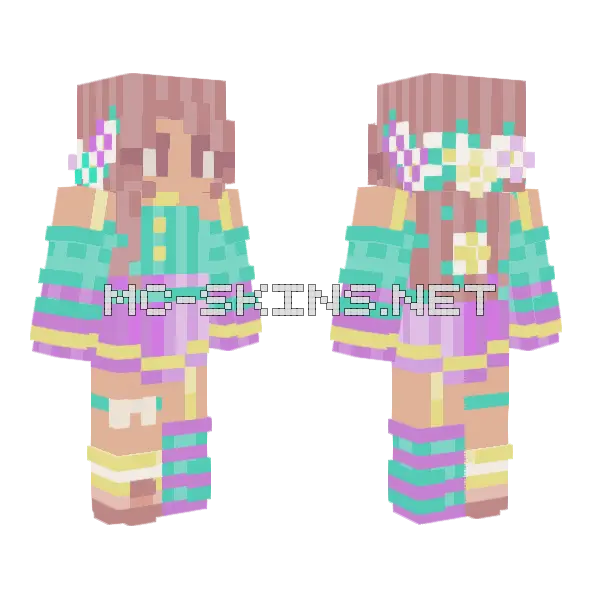 Flowers On My Hair Minecraft skin, front and back