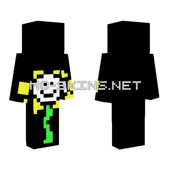 Flowey Minecraft skin, front and back