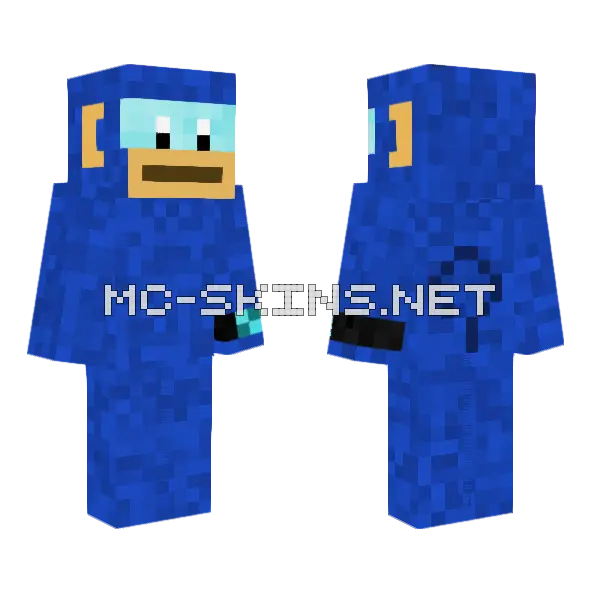 Fluffy Blue Cyber Monkey Minecraft skin, front and back