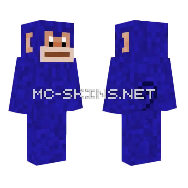 Fluffy Blue Monkey Minecraft skin, front and back