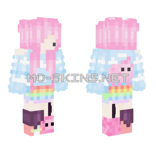 Fluffy Unicorns Minecraft skin, front and back