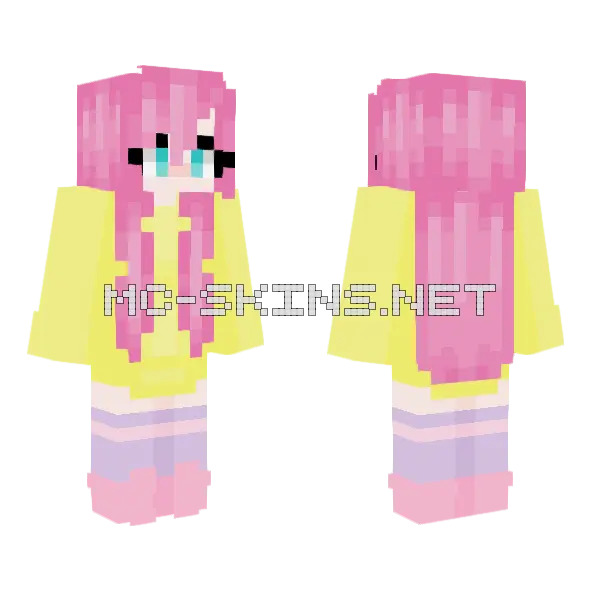 Fluttershy Minecraft skin, front and back