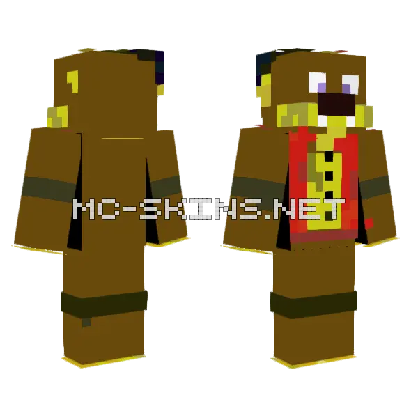 FNAF 2 Reimagined Freddy Minecraft skin, front and back