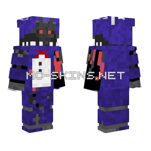 FNAF 2 Withered Bonnie Minecraft skin, front and back