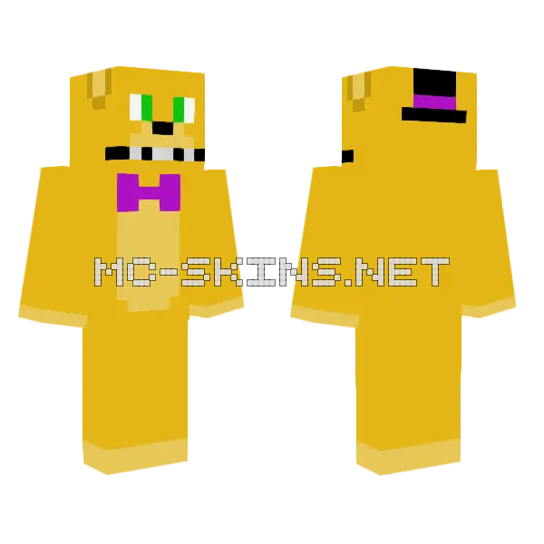 FNAF Fredbear Minecraft skin, front and back
