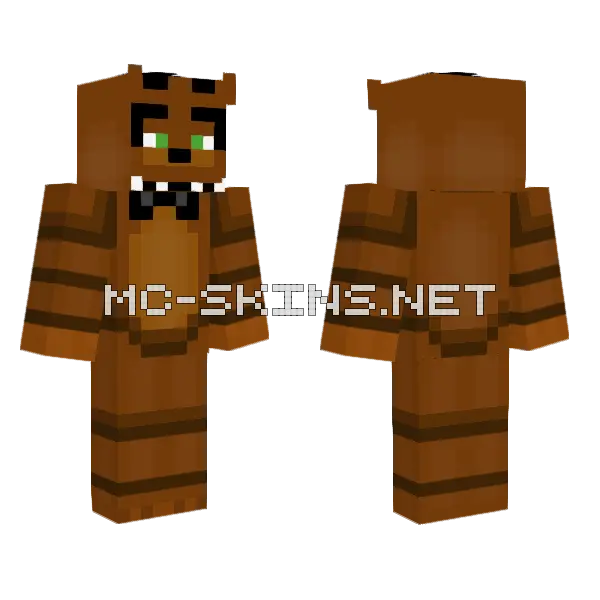 FNAF Freddy Fazbear Minecraft skin, front and back
