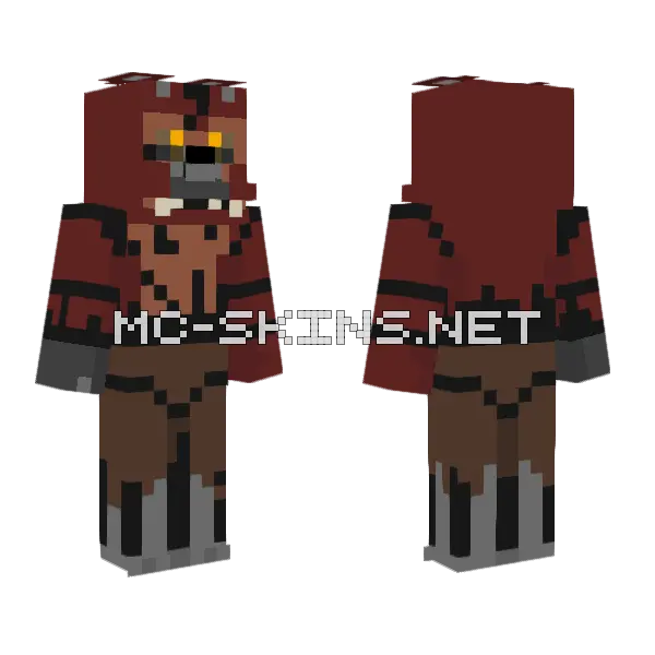FNAF Nightmare Foxy Minecraft skin, front and back