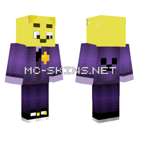 FNAF Purple Man Minecraft skin, front and back