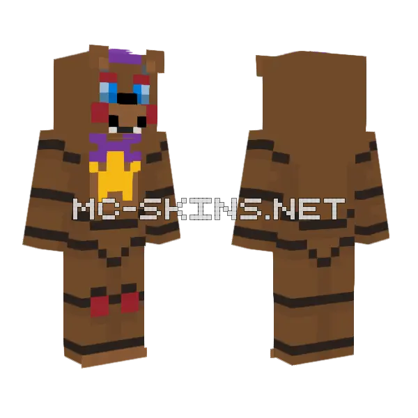 FNAF Rockstar Freddy Minecraft skin, front and back