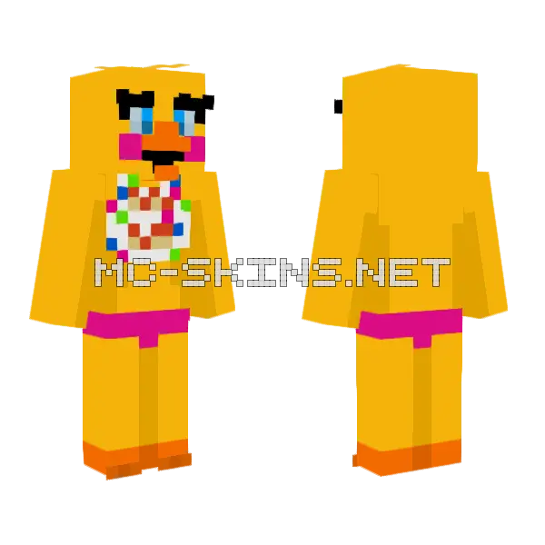 Fnaf Toy Chica Minecraft skin, front and back