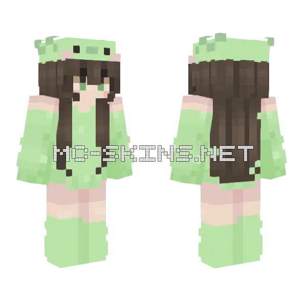 Forest Axolotl Minecraft skin, front and back