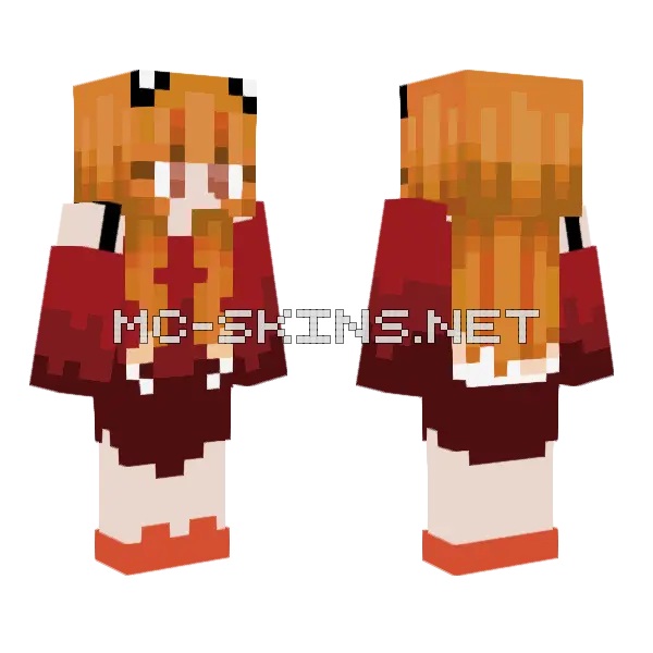 Fox Girl Minecraft skin, front and back