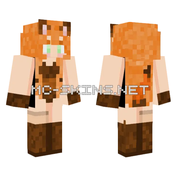 Fox Girl Minecraft skin, front and back