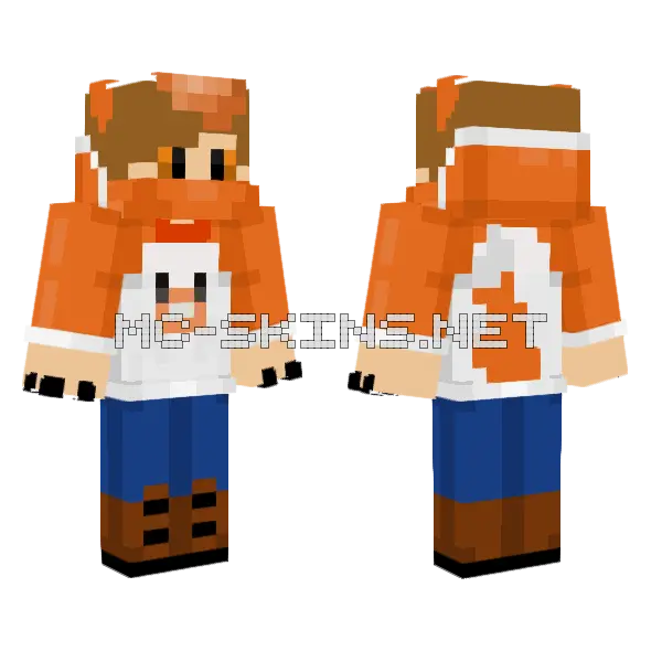 Fox Teen Minecraft skin, front and back