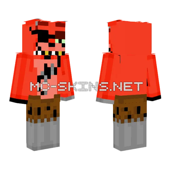 Foxy The Pirate Minecraft skin, front and back