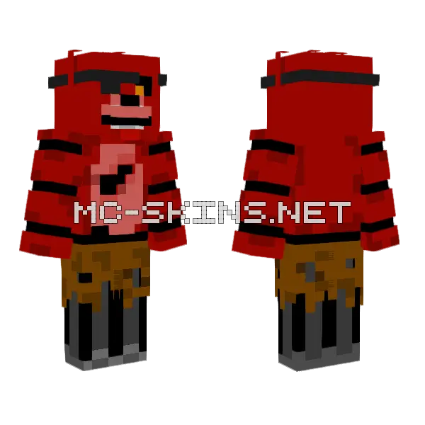 Foxy The Pirate Fox Minecraft skin, front and back