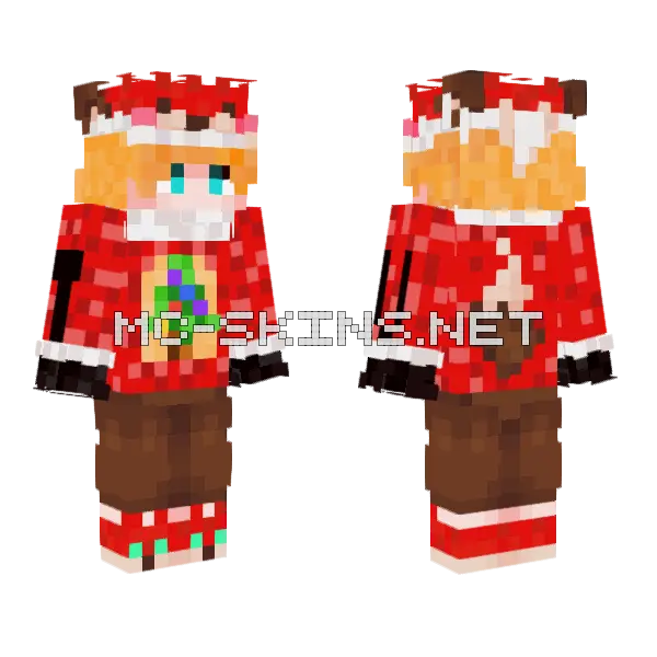 Foxy TV1 Weihnachten Minecraft skin, front and back