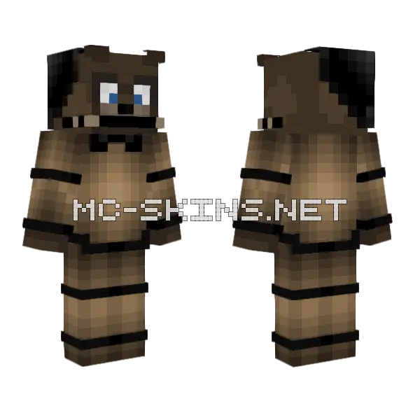 Freddy Fazbear Minecraft skin, front and back