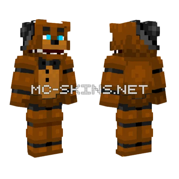 Freddy Fazbear Minecraft skin, front and back