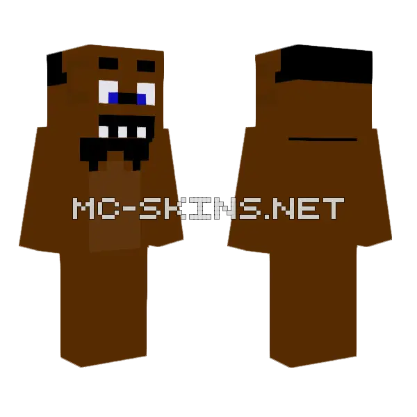 Freddy Fazbear Minecraft skin, front and back