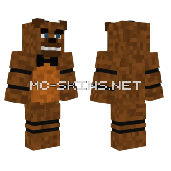 Freddy Fazbear Minecraft skin, front and back