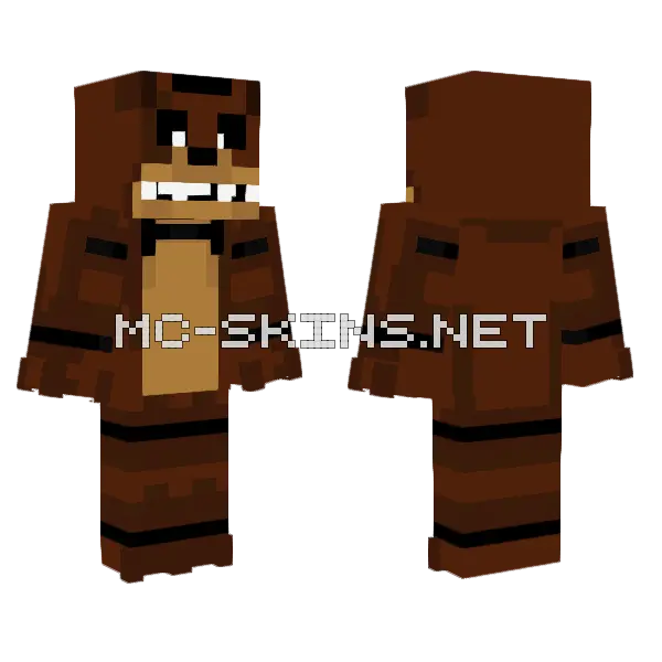 Freddy Fazbear Minecraft skin, front and back