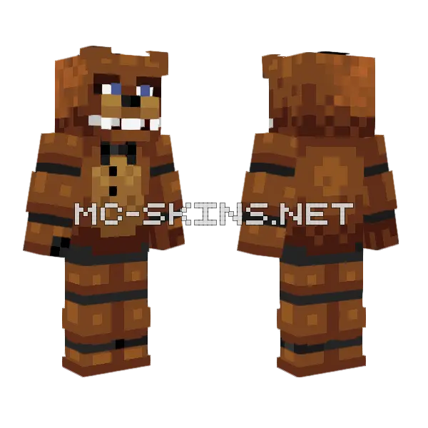 Freddy Fazbear Minecraft skin, front and back