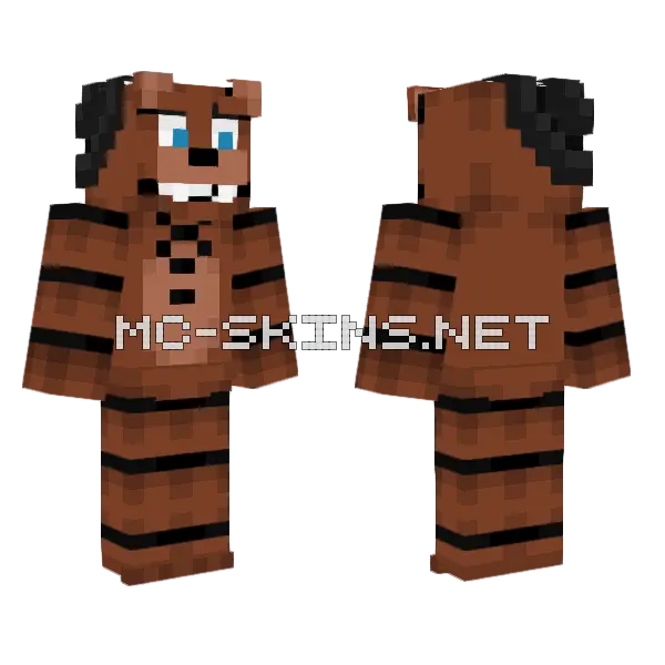 Freddy Fazbear Minecraft skin, front and back