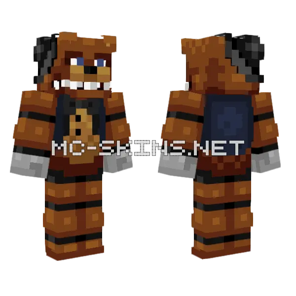 Freddy Fazbear Minecraft skin, front and back