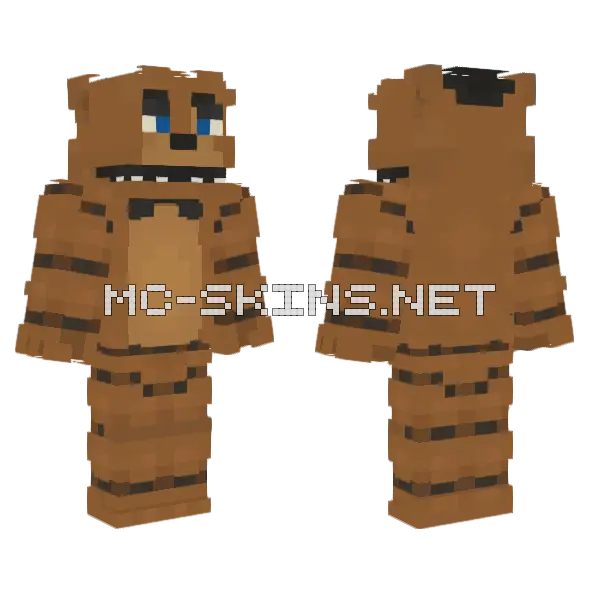 Freddy Fazbear Minecraft skin, front and back