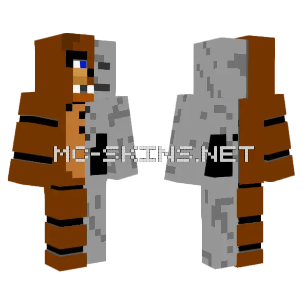 Freddy Fazbear Skeleton Minecraft skin, front and back
