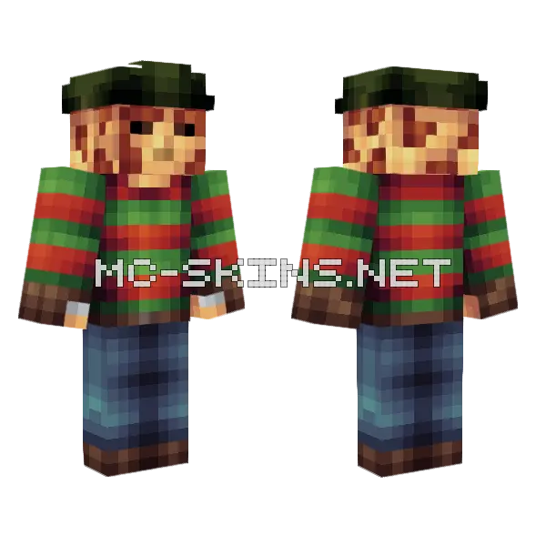 Freddy Krueger Minecraft skin, front and back