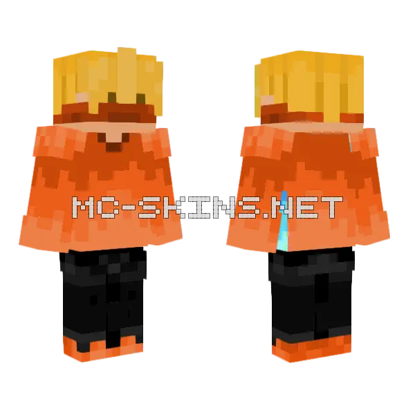 Fredudc Orange Monster Minecraft skin, front and back
