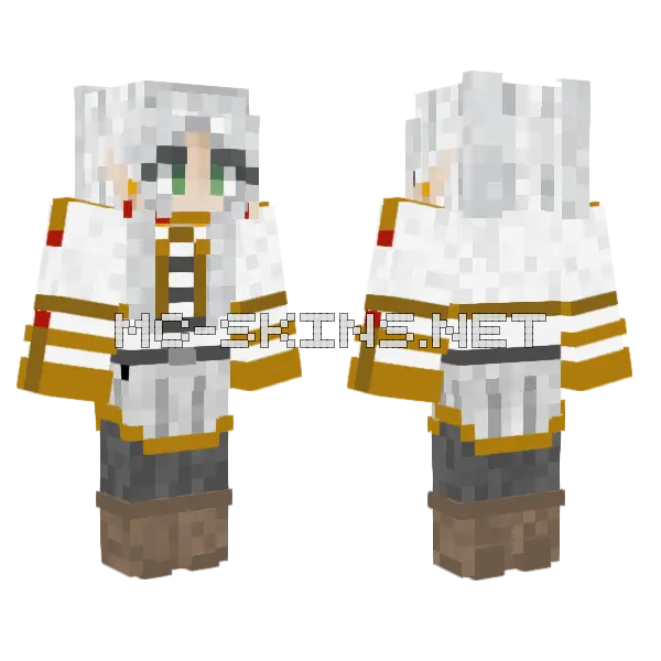 Frieren White Mage Minecraft skin, front and back